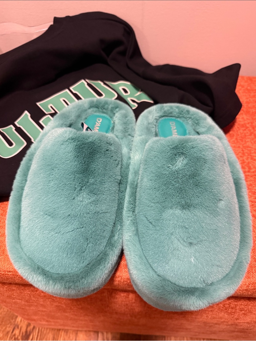 D’AMELIO Plush Teal Women's Slip-On Slippers